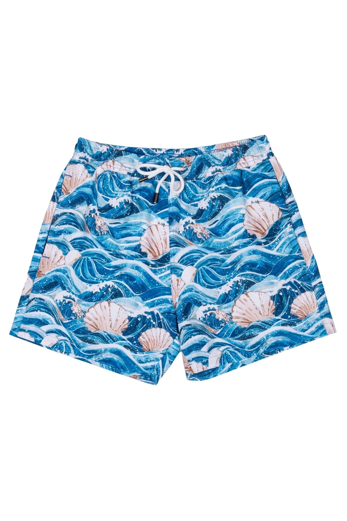 Ocean Wave Erkek Deniz Şortu Hızlı Kuruyan AquaDry Kumaş, Mavi Tonlar, Fermuarlı Cepli - Görsel 5