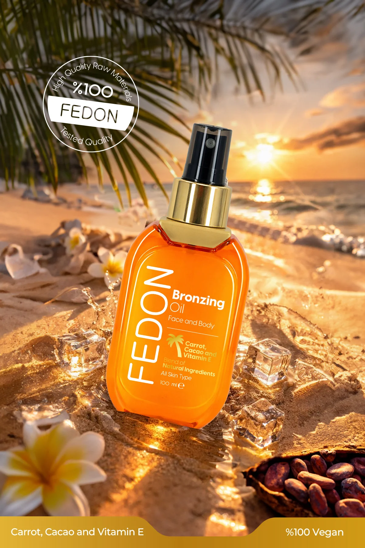 Kabin Boy Bronzlaştırıcı Güneş Yağı Vegan E Vitamini Kakao İçerikli Bronzing Sun Oil 100 ml - Görsel 2