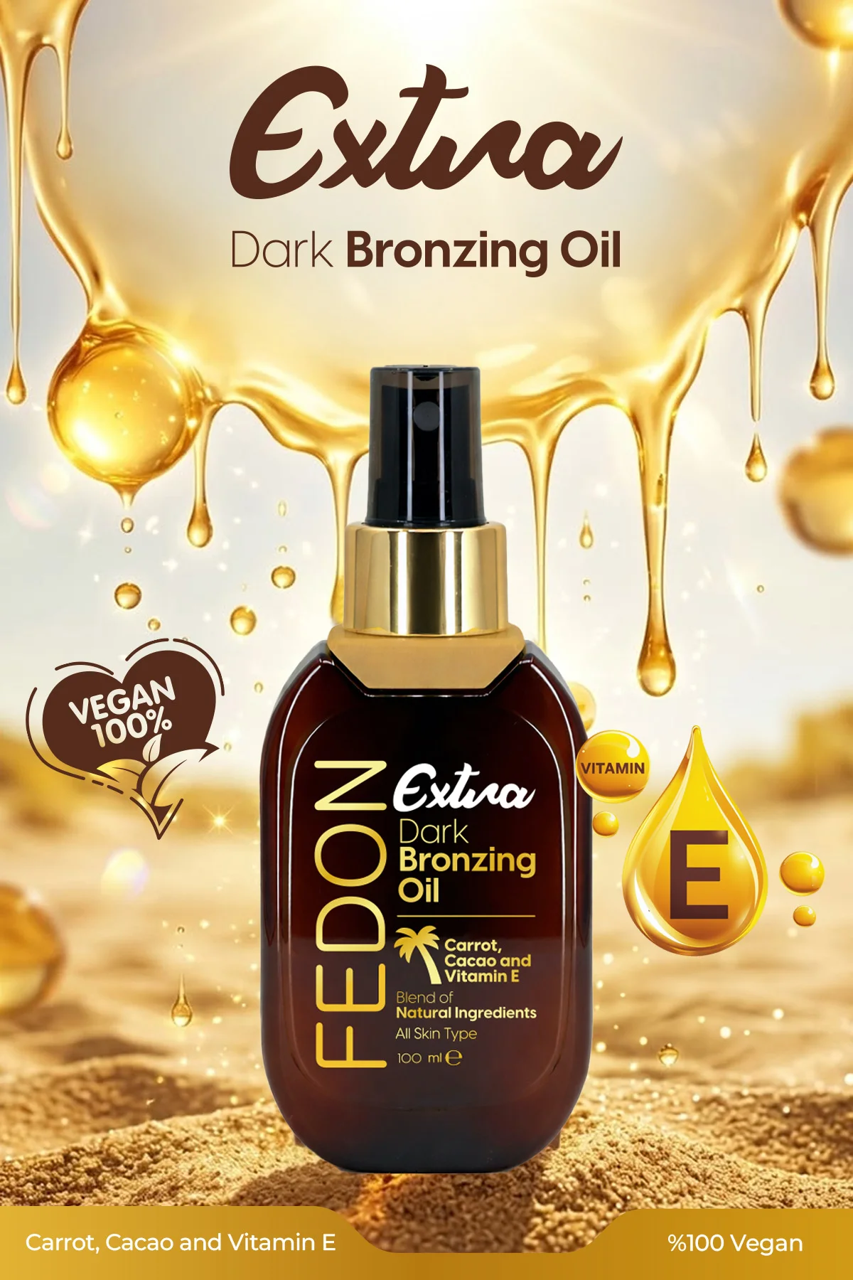 Kabin Boy Ekstra Koyu Bronzlaştırıcı E Vitamini Kakao İçerikli Dark Extra Bronzing Oil 100 ml - Görsel 2