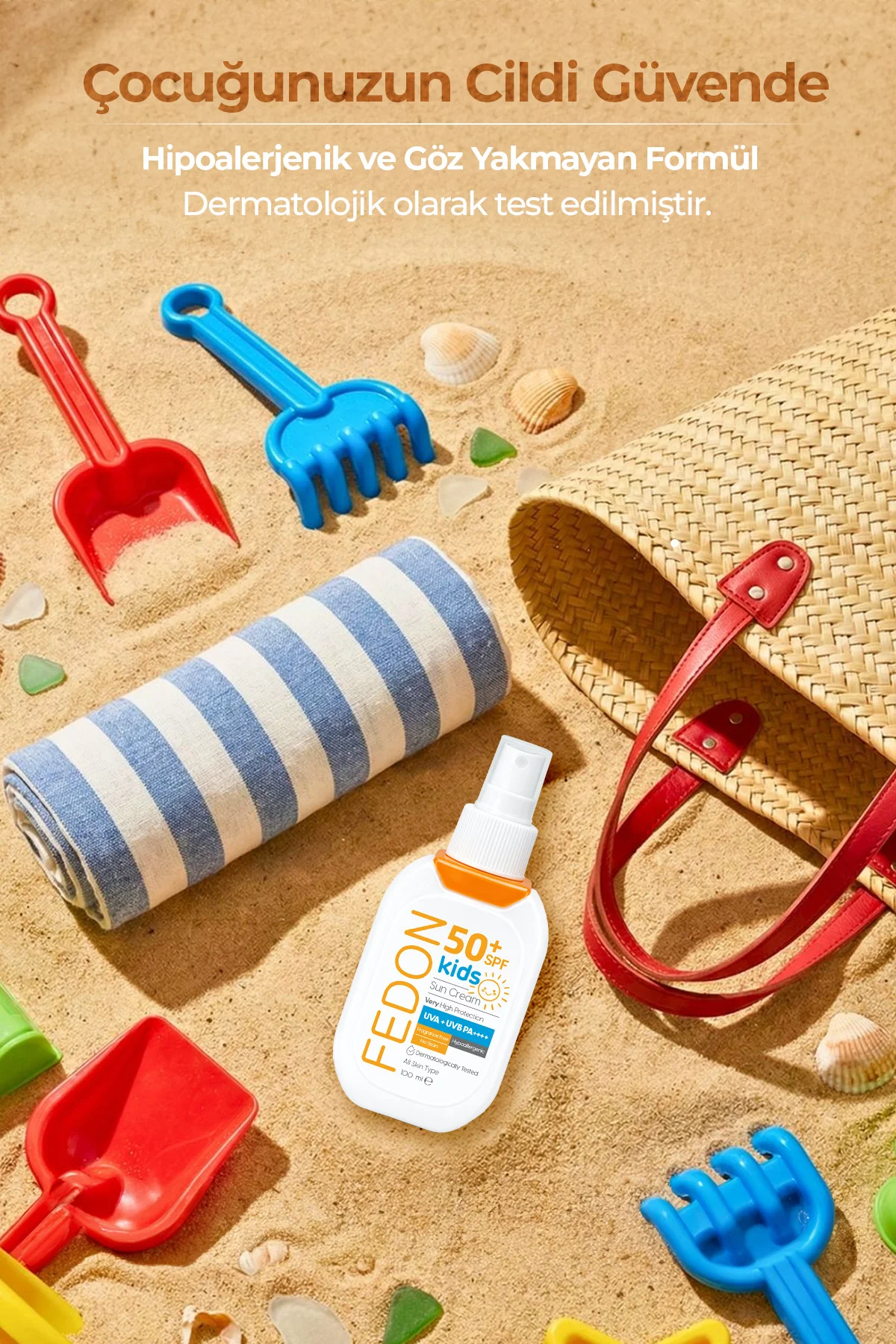Kids SPF 50 Çocuk Bebek Güneş Kremi 100 ml Suya Dayanıklı Hipoalerjenik Parfümsüz Göz Yakmayan - Görsel 3