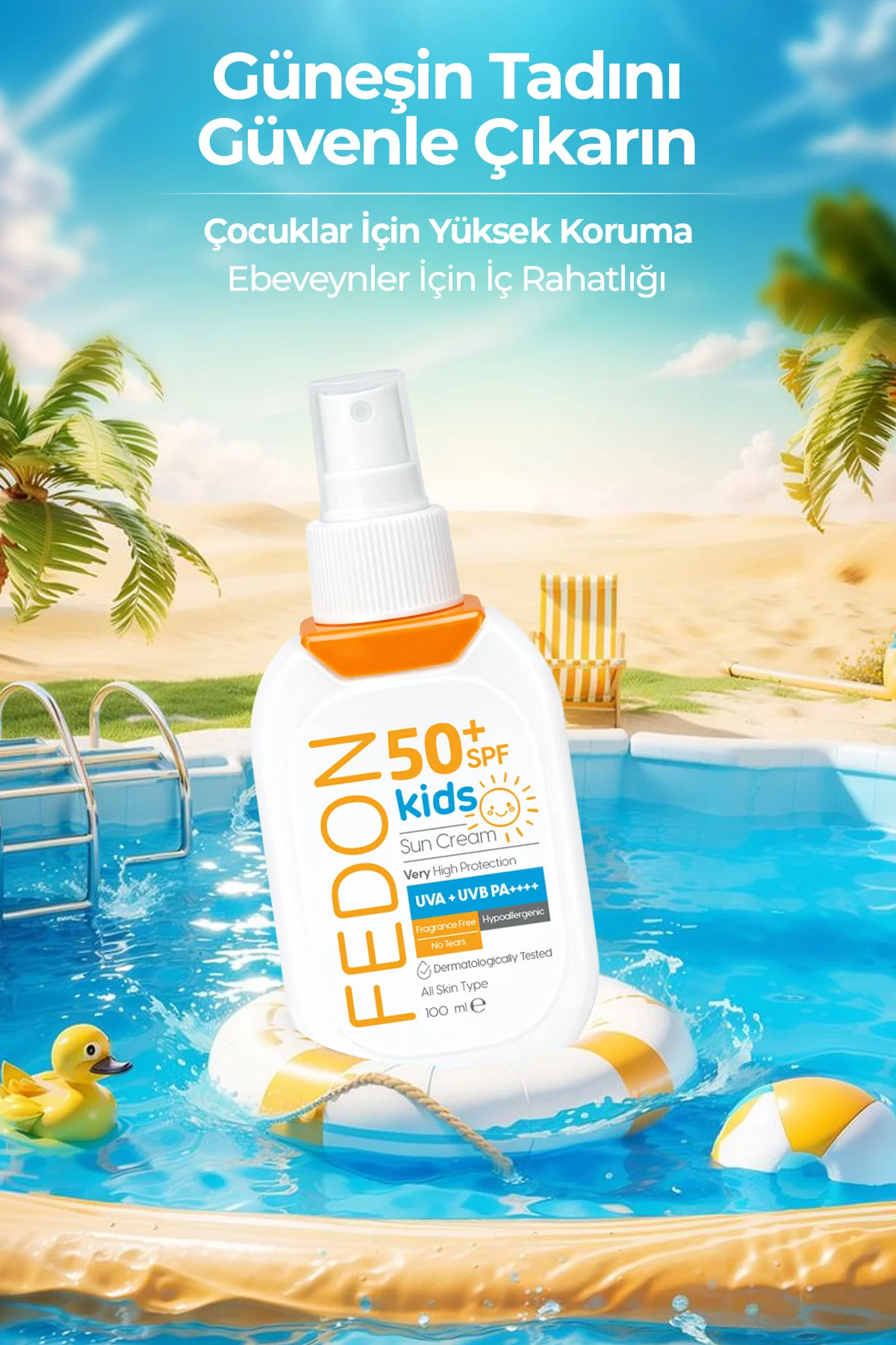 Kids SPF 50 Çocuk Bebek Güneş Kremi 100 ml Suya Dayanıklı Hipoalerjenik Parfümsüz Göz Yakmayan - Görsel 6